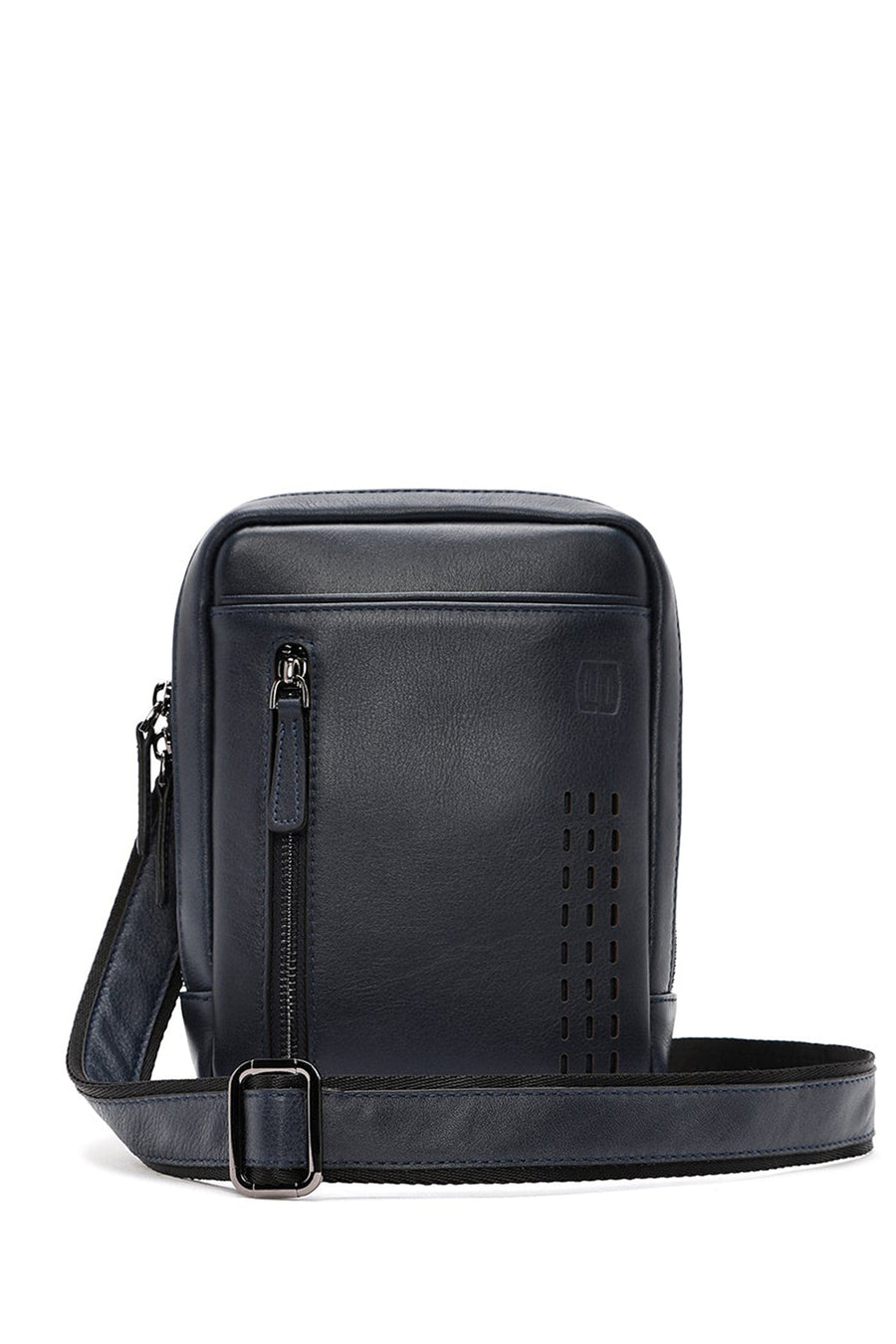 Men's Navy Blue Leather Messenger Bag 24WBD360518 | Derimod