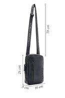 Men's Navy Blue Leather Messenger Bag | Derimod