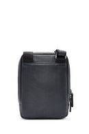 Men's Navy Blue Leather Messenger Bag | Derimod