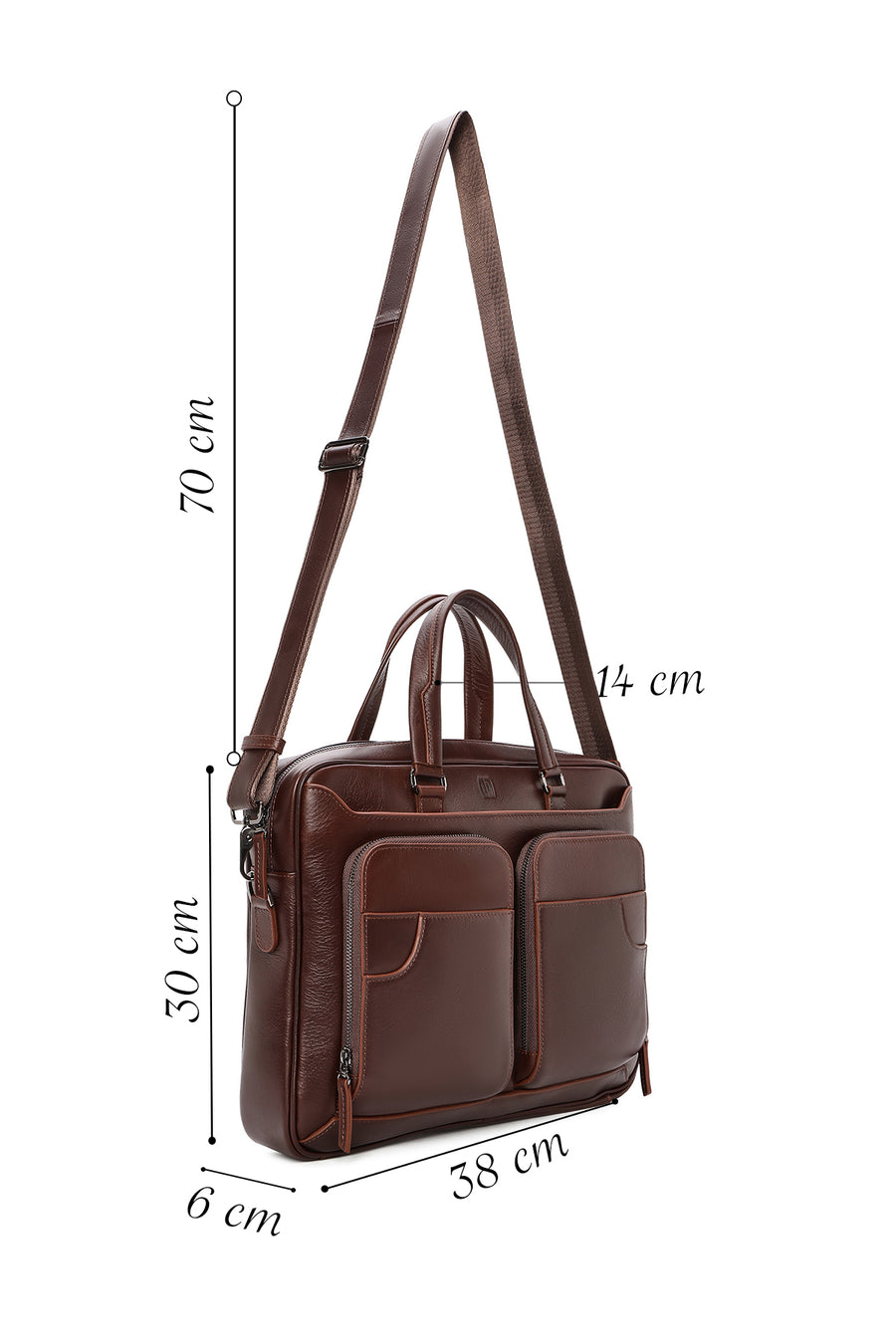 Men's Brown Long Strap Leather Briefcase