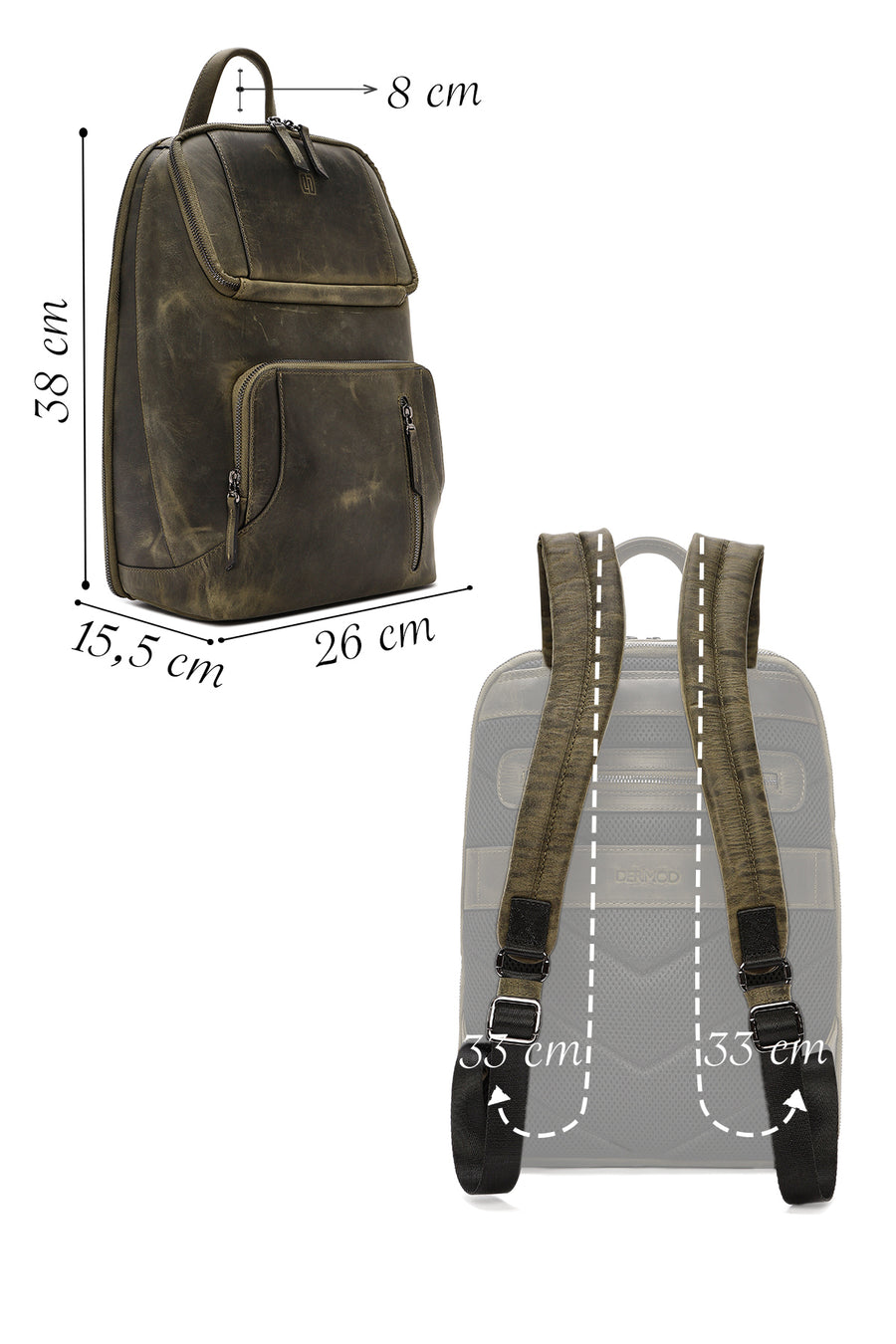 Men's Khaki Leather Backpack