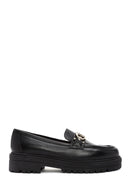 Derimod Gritti Women's Black Buckle Detailed Leather Masculine Loafer | Derimod
