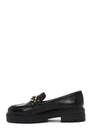 Derimod Gritti Women's Black Buckle Detailed Leather Masculine Loafer | Derimod