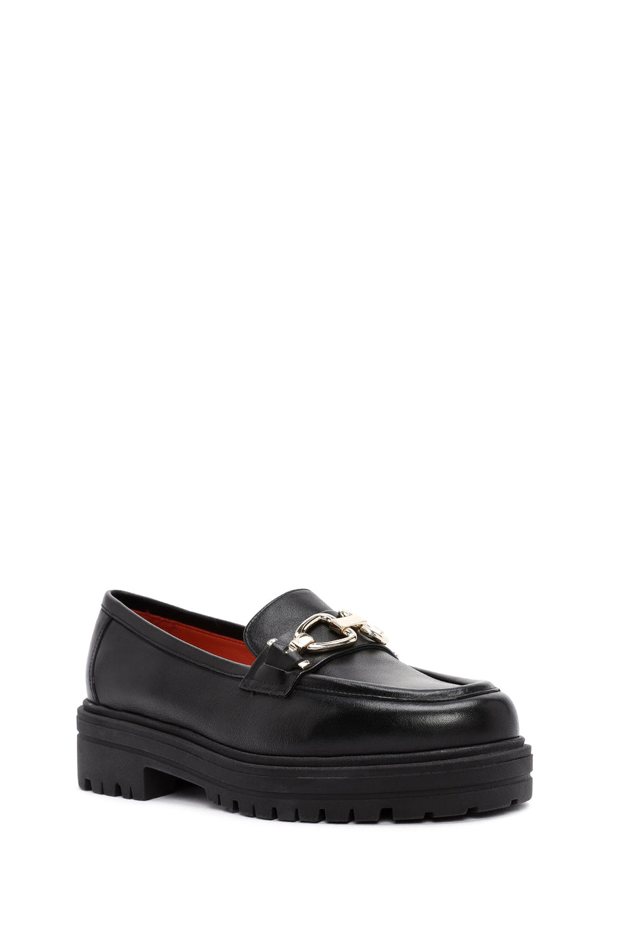 Derimod Gritti Women's Black Buckle Detailed Leather Masculine Loafer