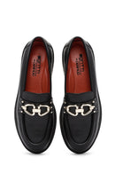 Derimod Gritti Women's Black Buckle Detailed Leather Masculine Loafer | Derimod