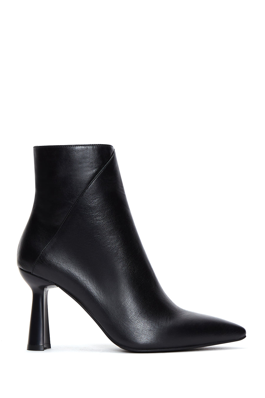 Women's Black Zippered Thin Heeled Leather Boots 24WFD131618 | Derimod
