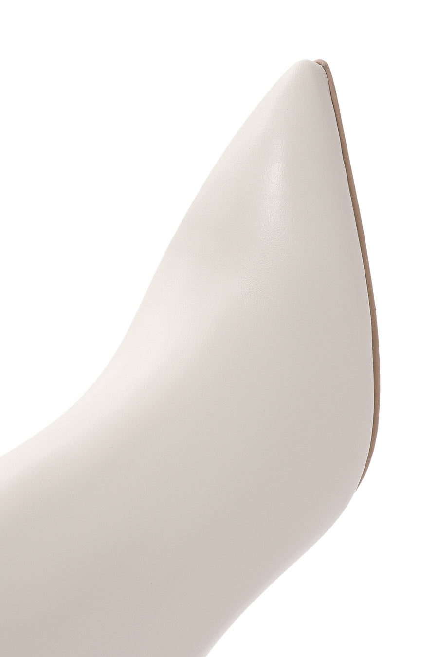Women's Cream Zippered Thin Heel Leather Boots