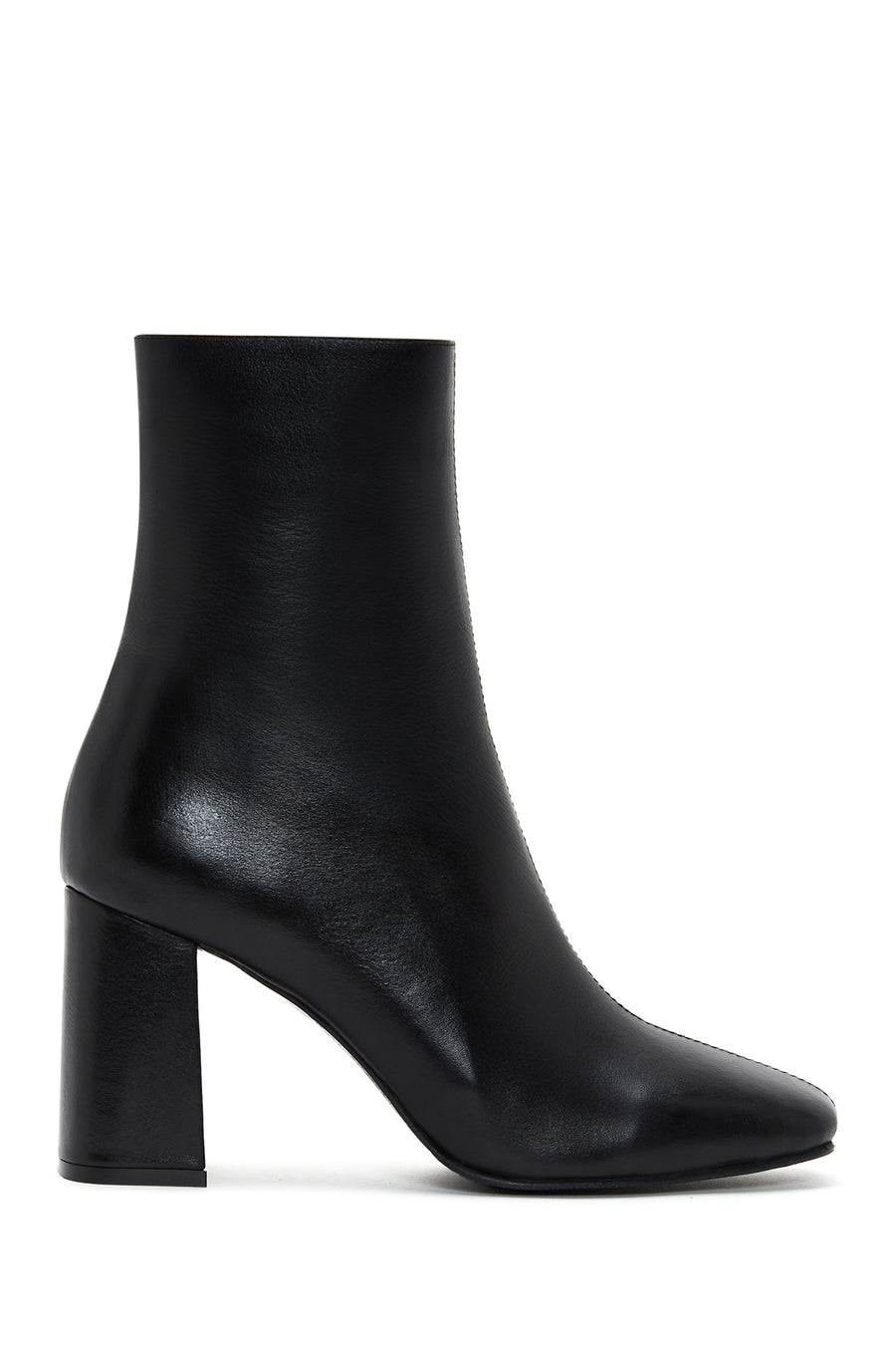 Women's Black Zippered Thick Heeled Leather Boots 24WFD131718 | Derimod
