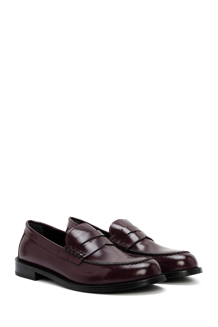 Women's Burgundy Leather Masculine Loafer
