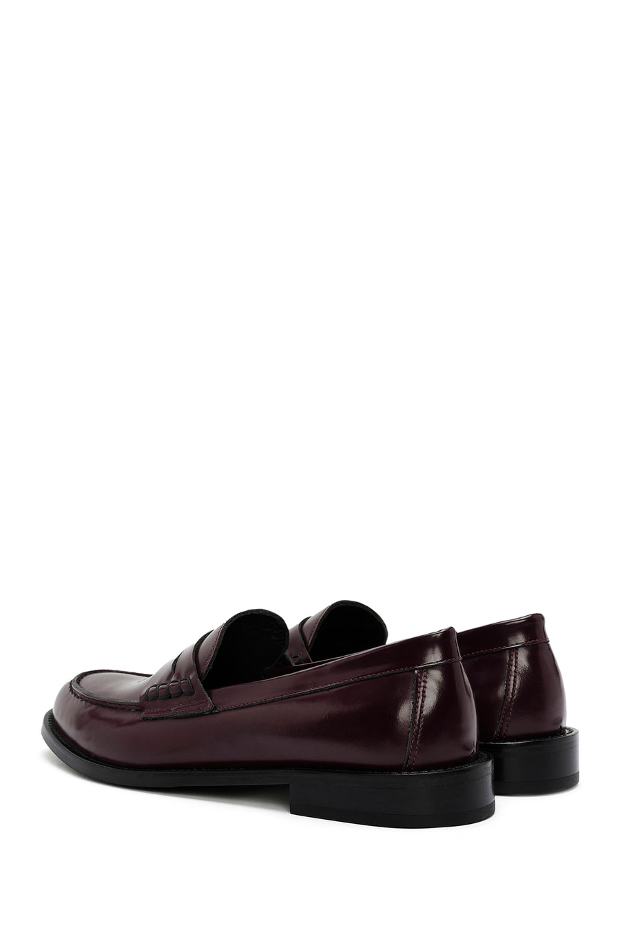 Women's Burgundy Leather Masculine Loafer