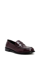 Women's Burgundy Leather Masculine Loafer | Derimod