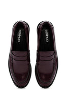 Women's Burgundy Leather Masculine Loafer | Derimod