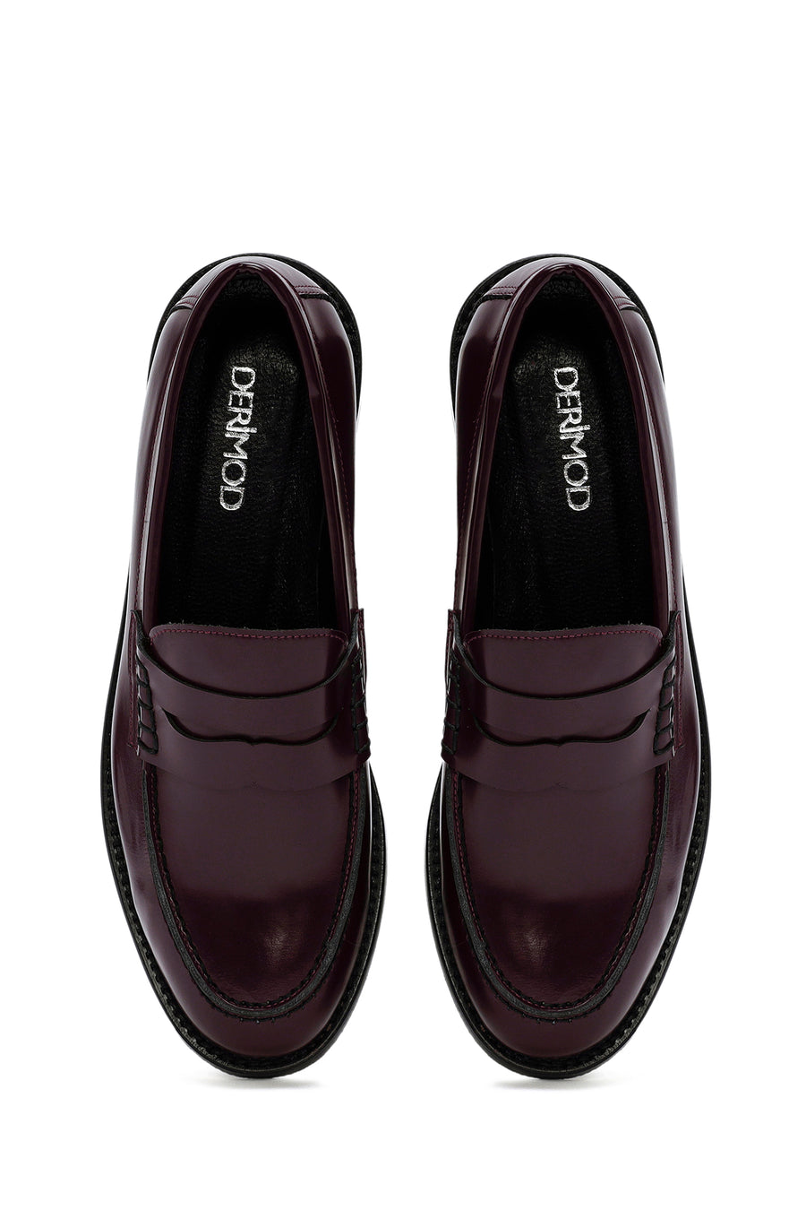 Women's Burgundy Leather Masculine Loafer