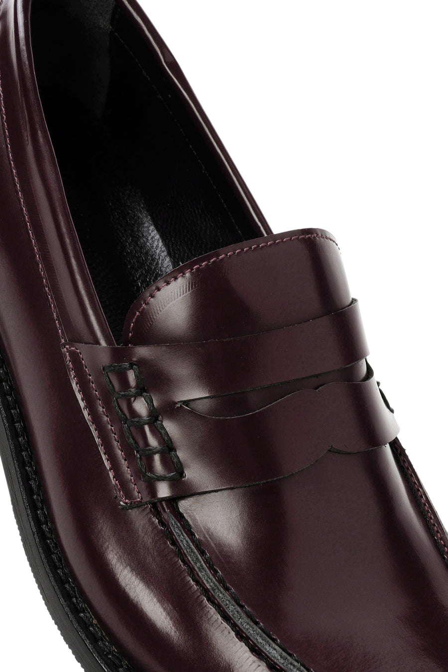 Women's Burgundy Leather Masculine Loafer
