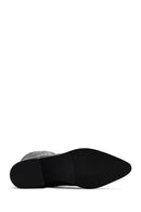 Women's Black Zippered Thick Heel Leather Boots | Derimod