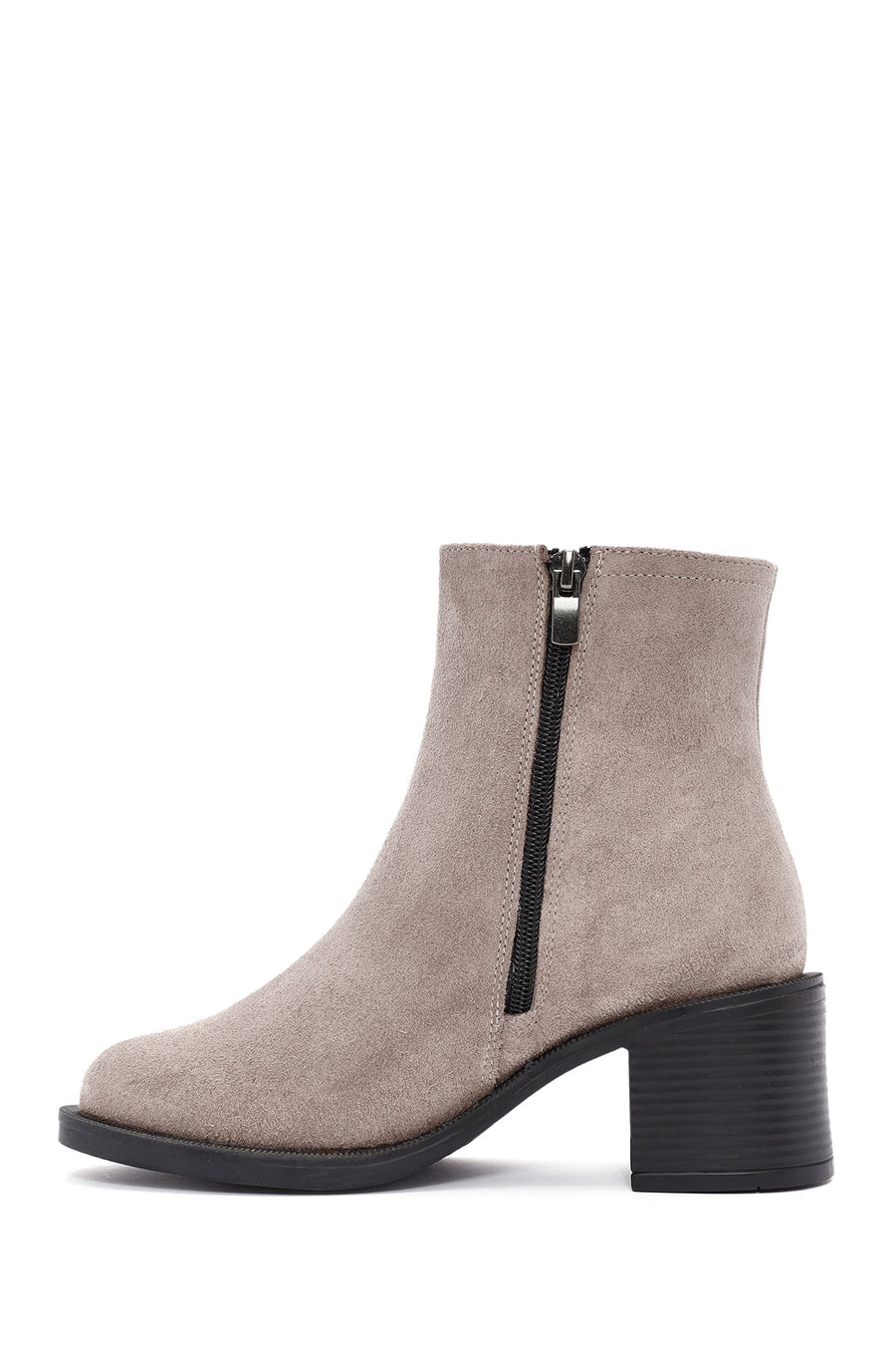 Women's Mink Zippered Thick Heel Suede Leather Boots