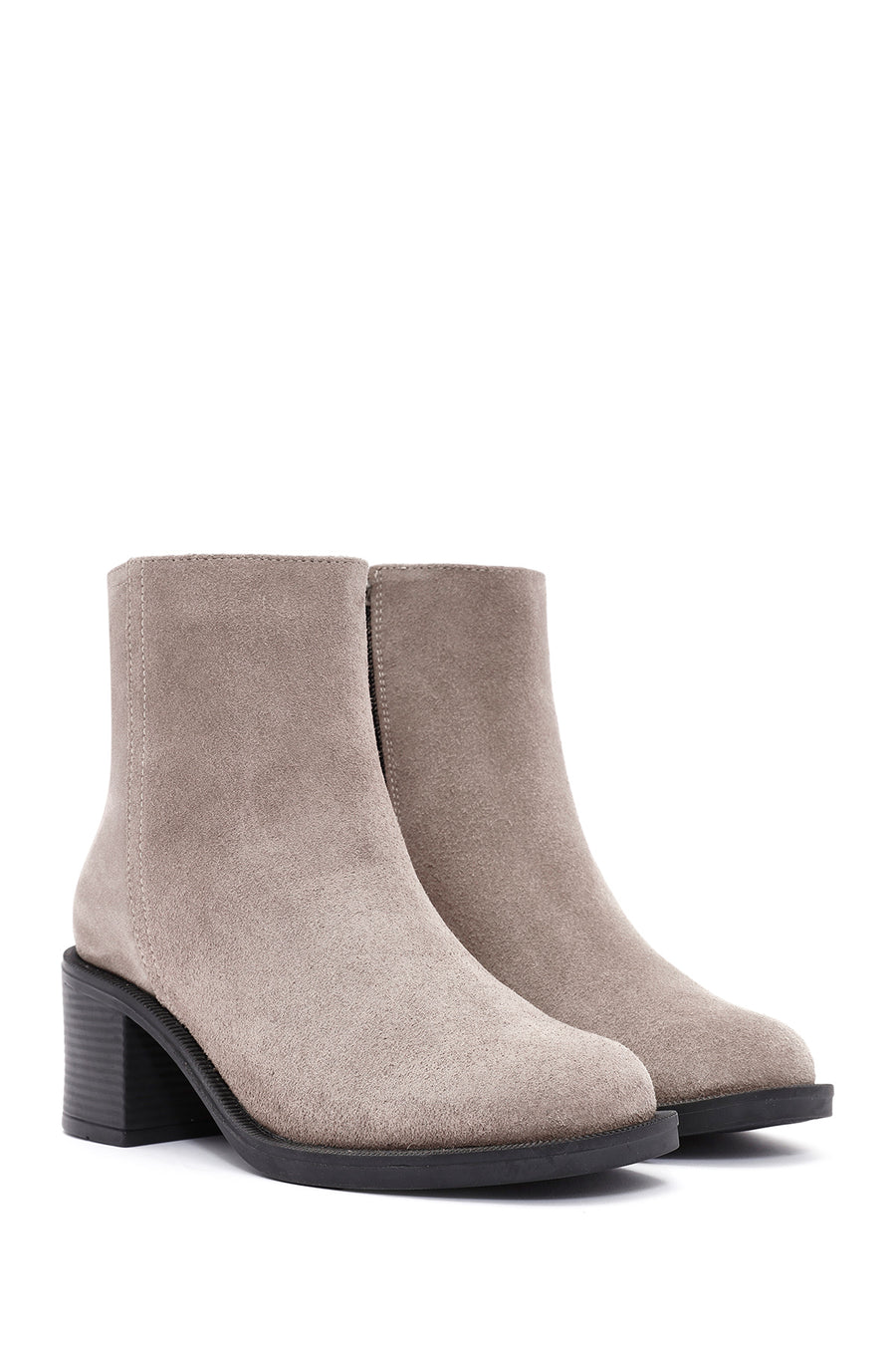 Women's Mink Zippered Thick Heel Suede Leather Boots