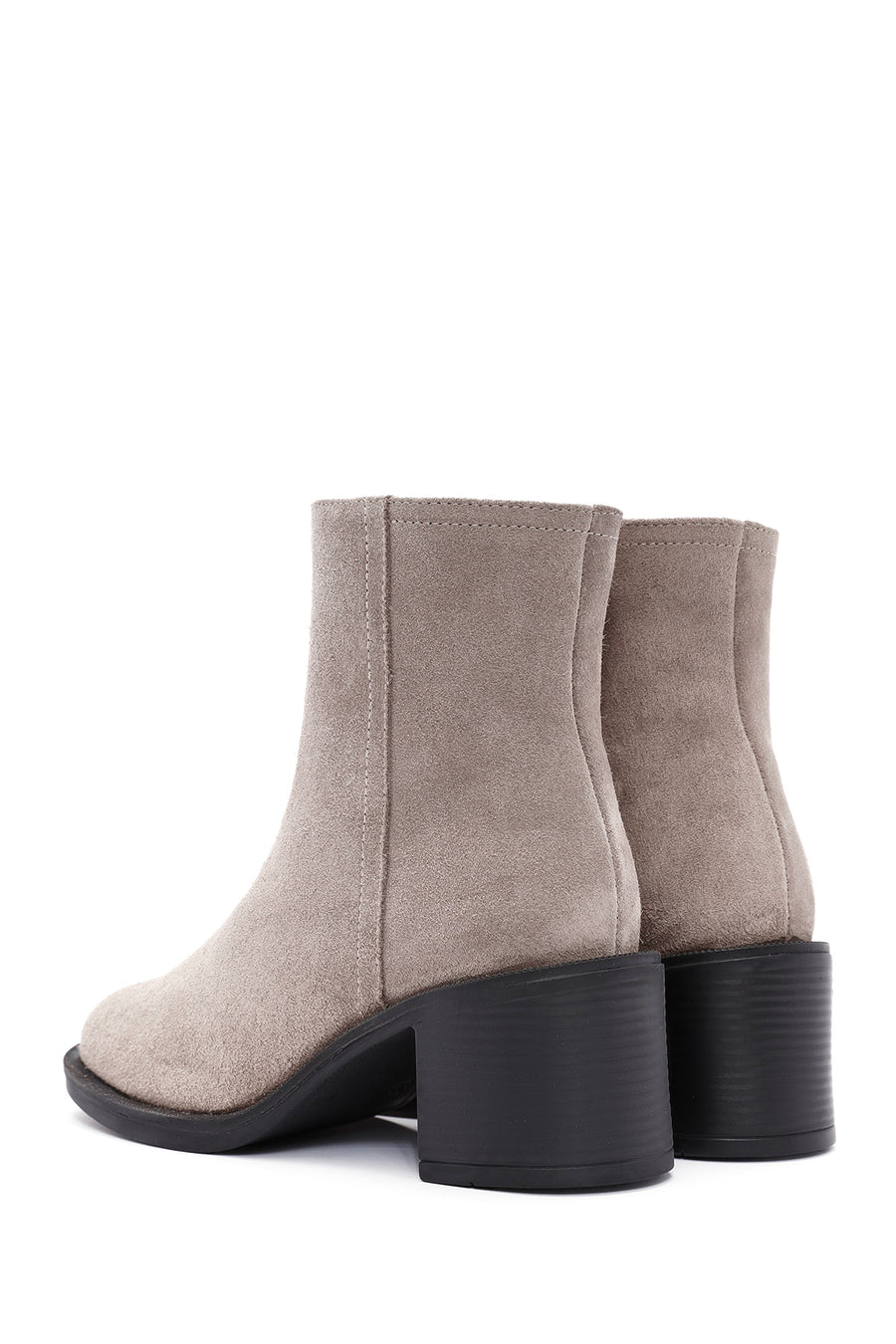 Women's Mink Zippered Thick Heel Suede Leather Boots