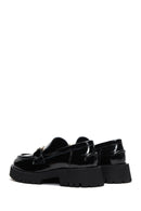 Women's Black Buckle Detailed Patent Leather Masculine Loafer | Derimod