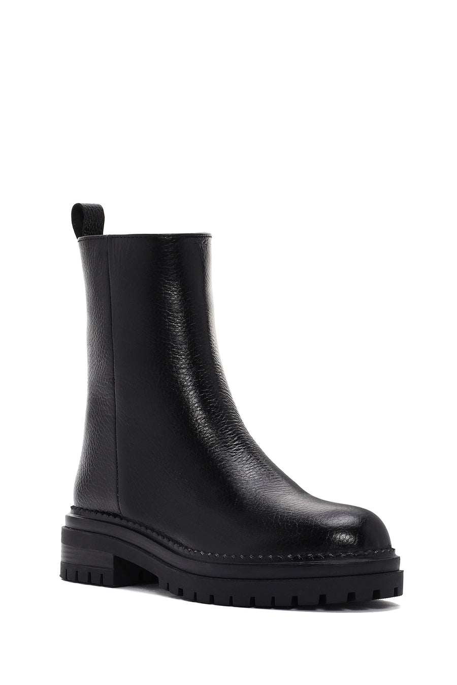 Women's Black Zippered Leather Boots