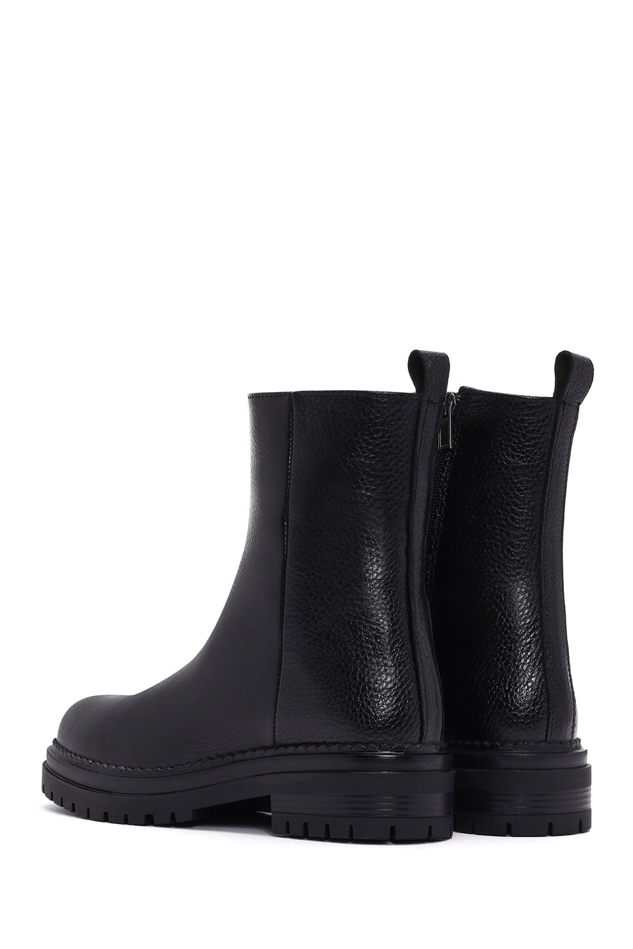 Women's Black Zippered Leather Boots