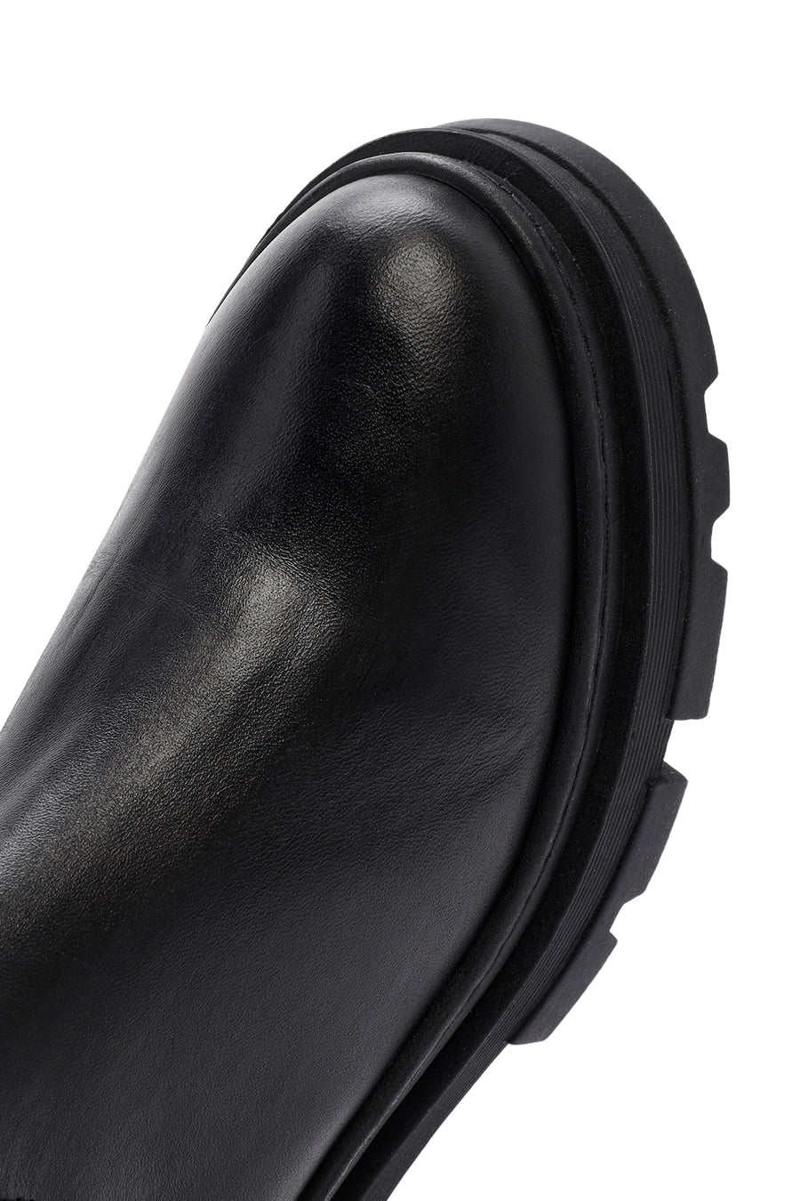Women's Black Zippered Thick Soled Leather Boots