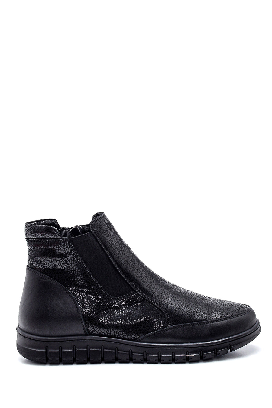 Woman Black Zip Closure Leather Comfort Boots 24WFD360014 | Derimod