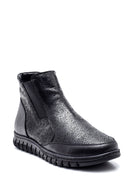 Woman Black Zip Closure Leather Comfort Boots | Derimod