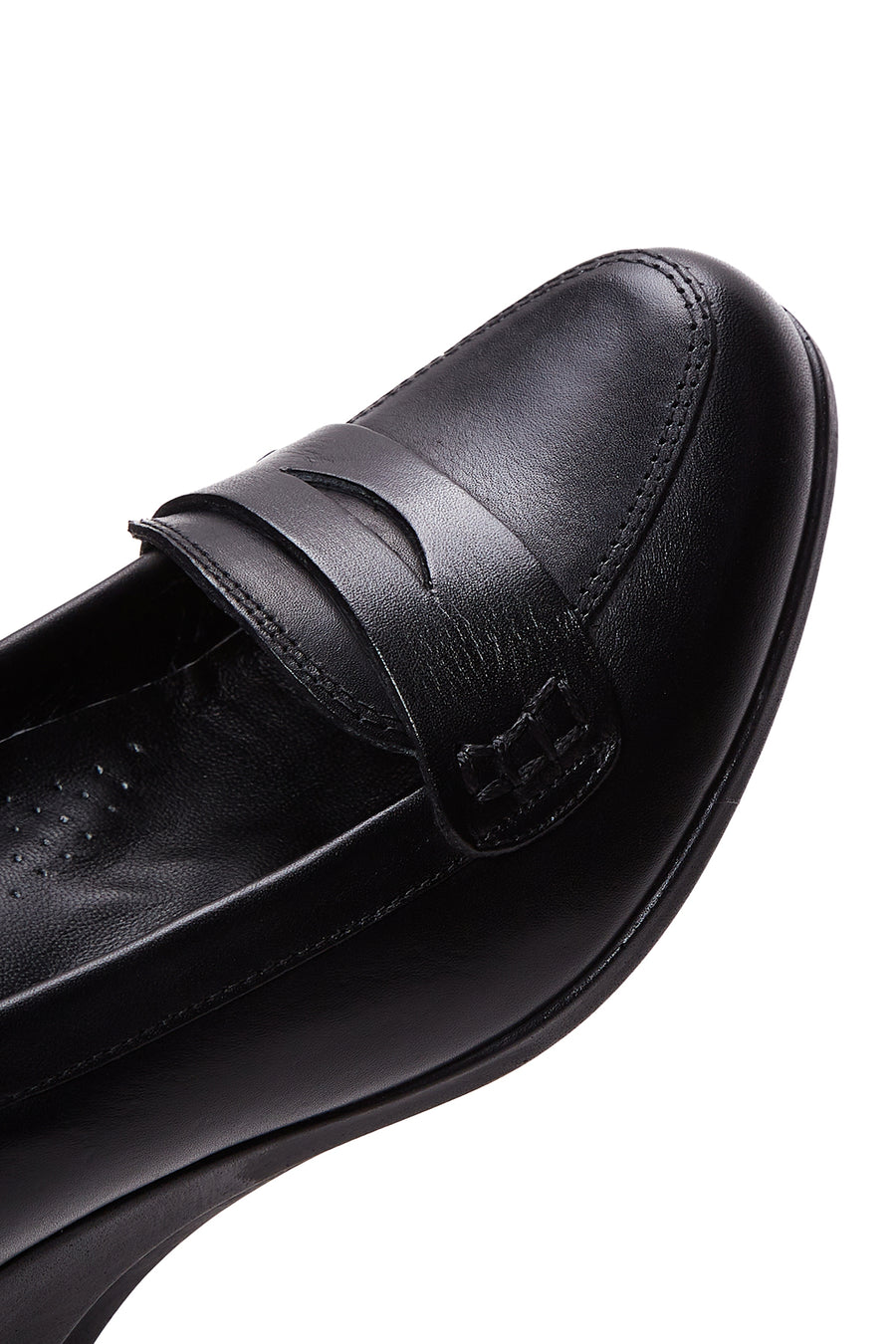 Women's Black Leather Wedge Heeled Shoes