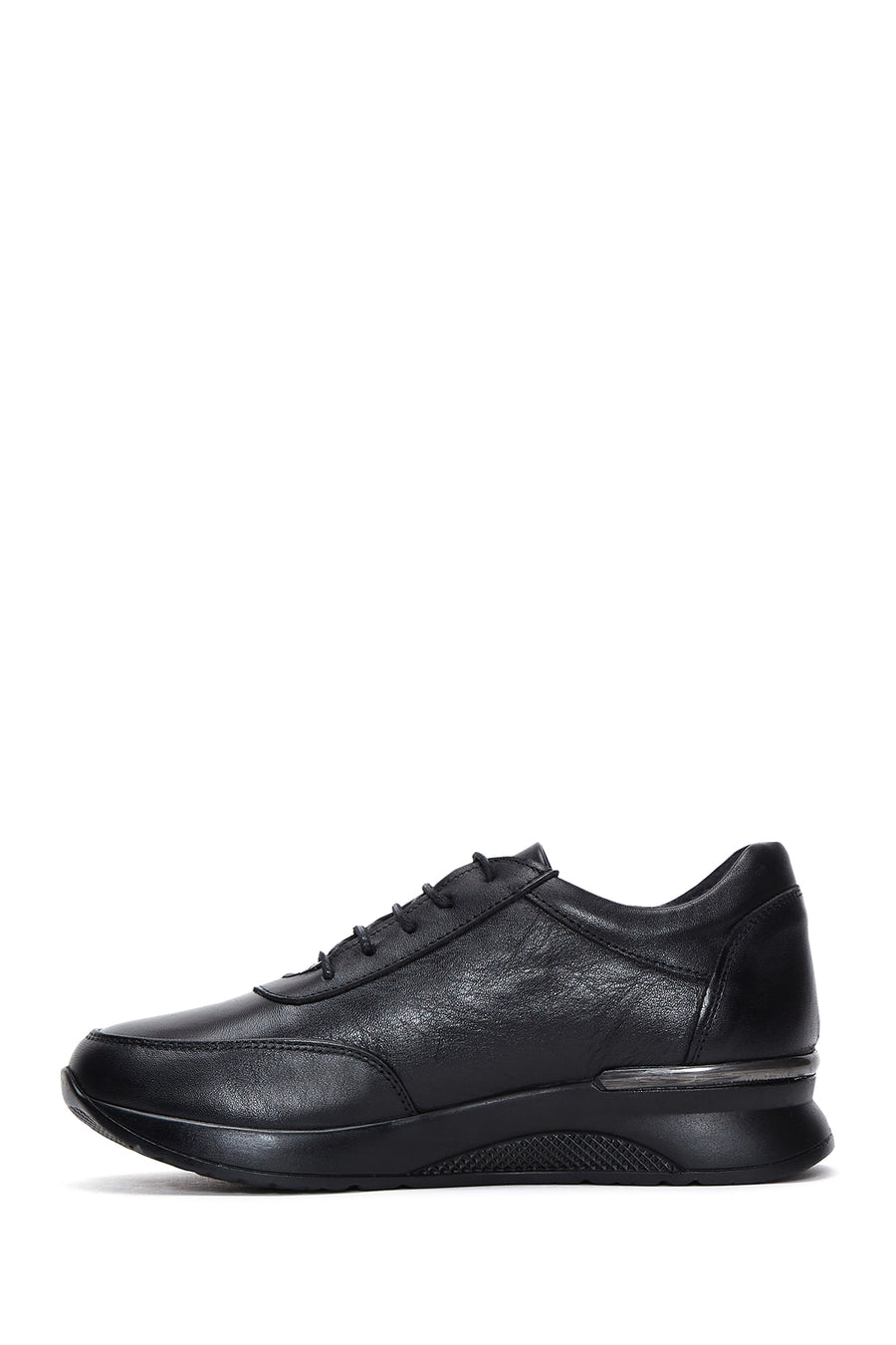 Women's Black Lace-Up Leather Casual Shoes