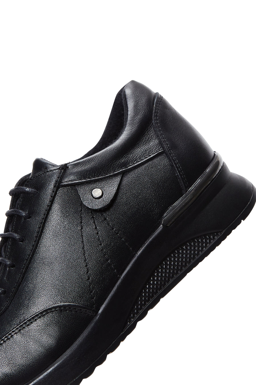 Women's Black Lace-Up Leather Casual Shoes