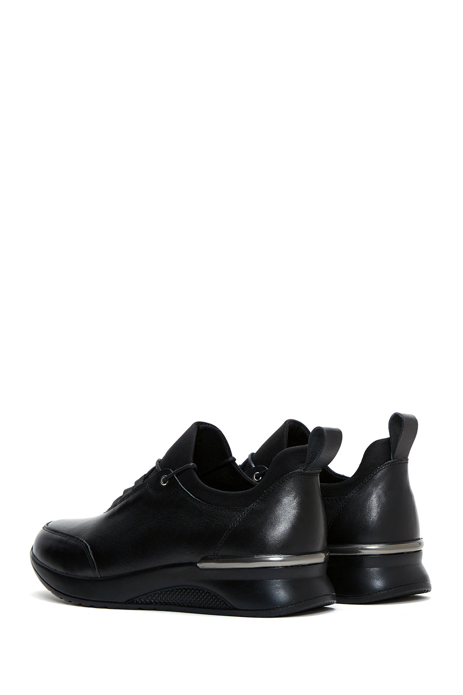 
Women's Black Lace-Up Leather Casual Shoes
