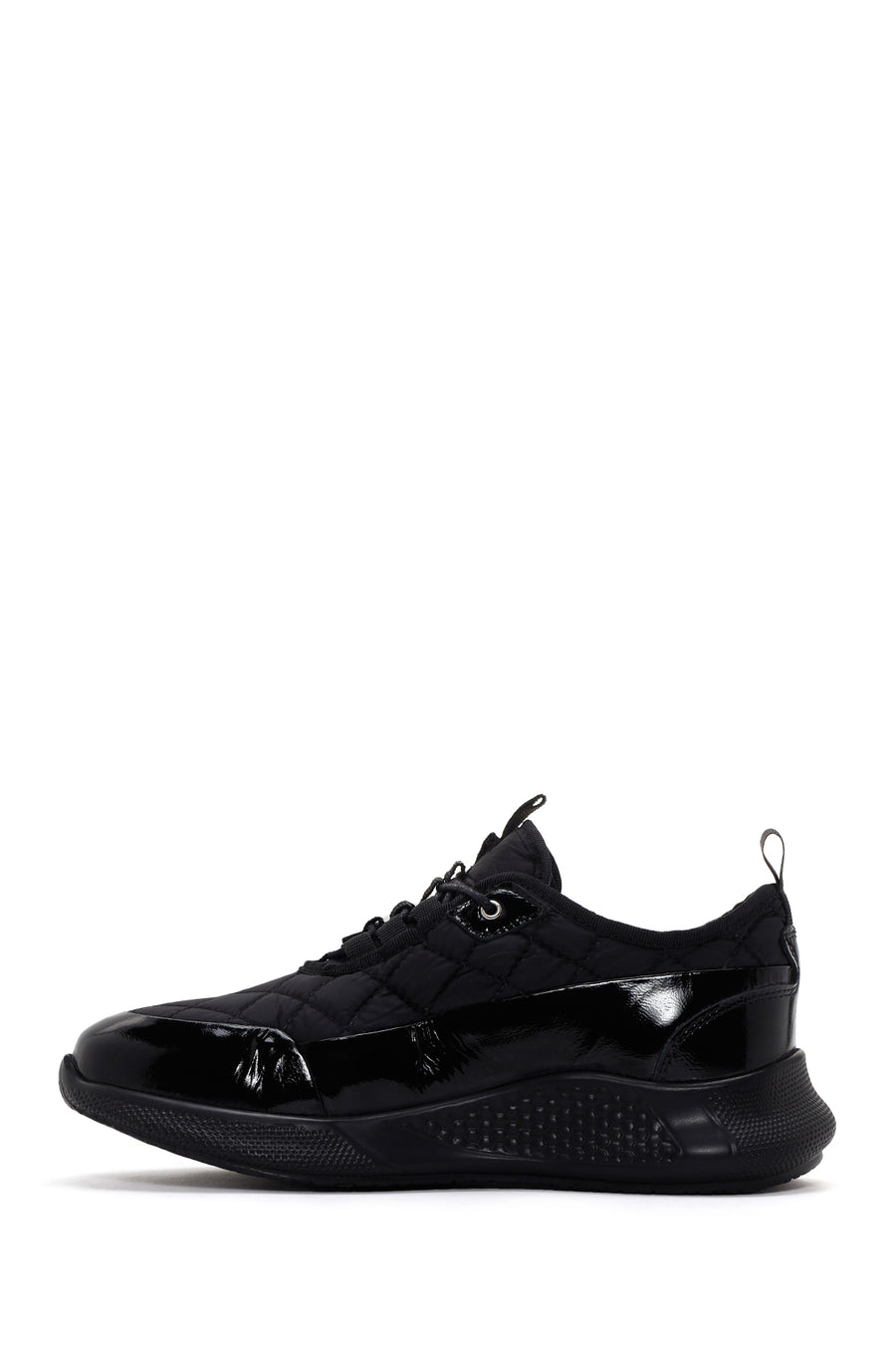 Women's Black Thick Soled Leather Sneaker