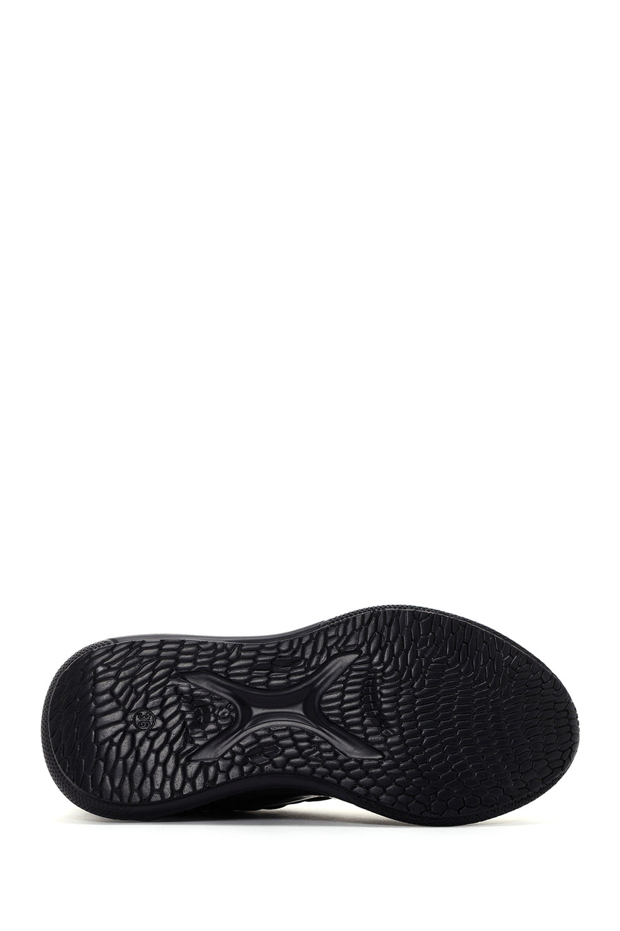 Women's Black Thick Soled Leather Sneaker