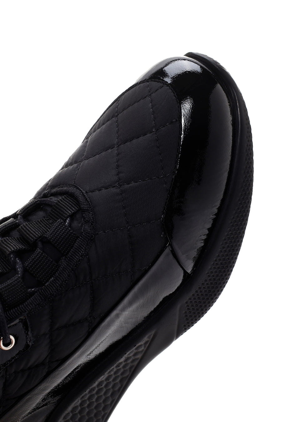 Women's Black Thick Soled Leather Sneaker