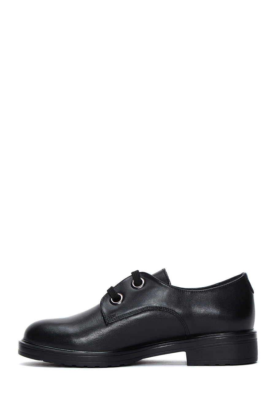 Women's Black Lace-Up Leather Oxford Shoes