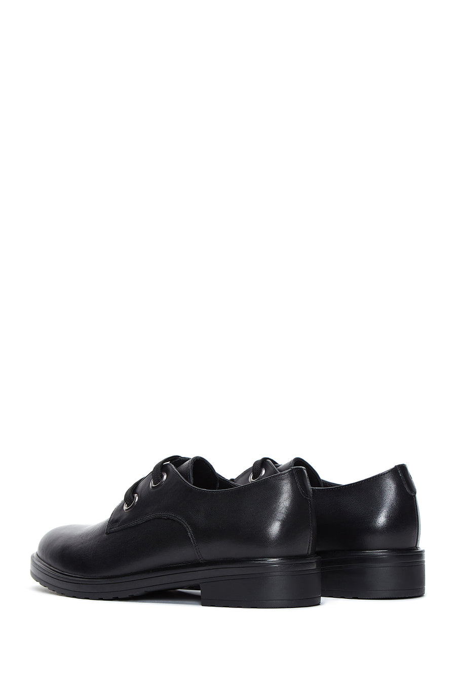 Women's Black Lace-Up Leather Oxford Shoes