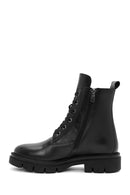 Women's Black Zippered Leather Boots | Derimod