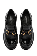 Women's Black Buckle Detailed Patent Leather Masculine Loafer | Derimod