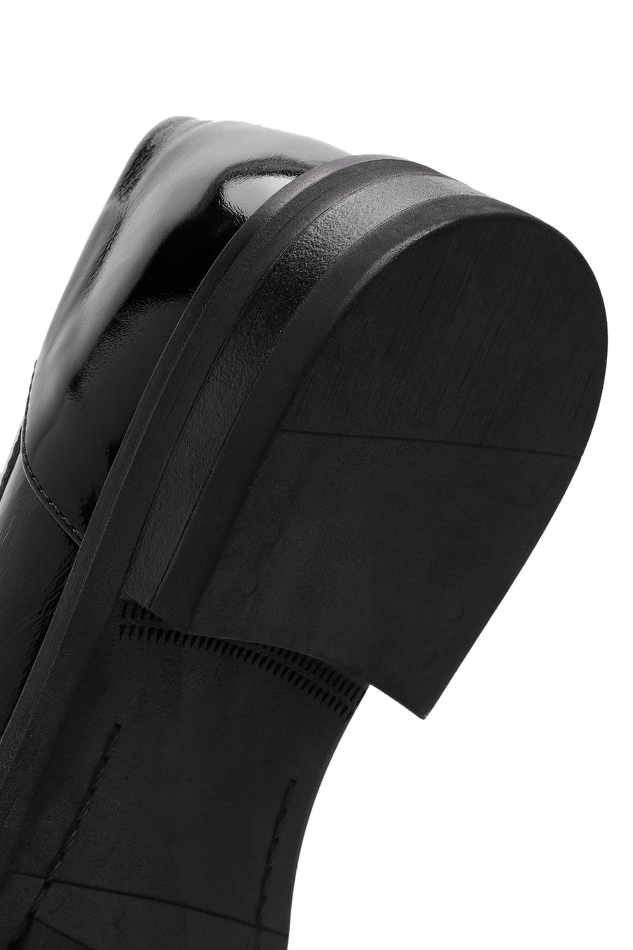 Women's Black Buckle Detailed Patent Leather Masculine Loafer