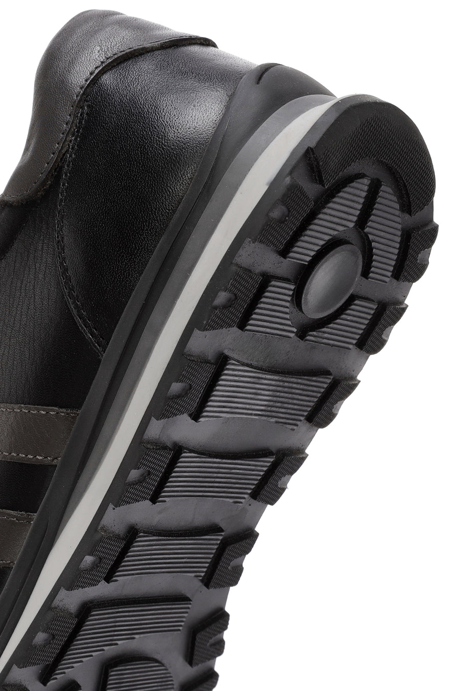 Men's Black Lace-up Leather Sneaker