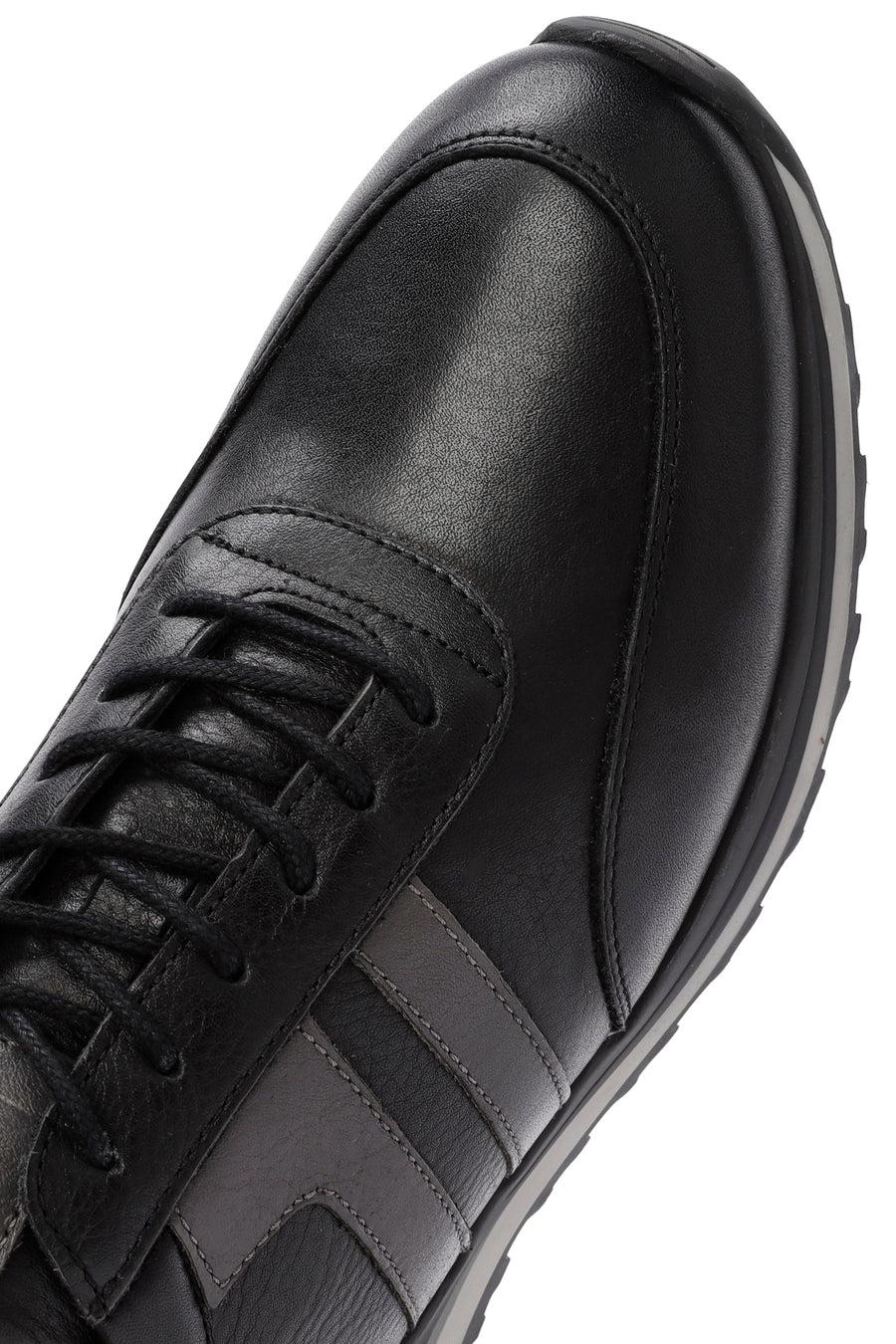 Men's Black Lace-up Leather Sneaker