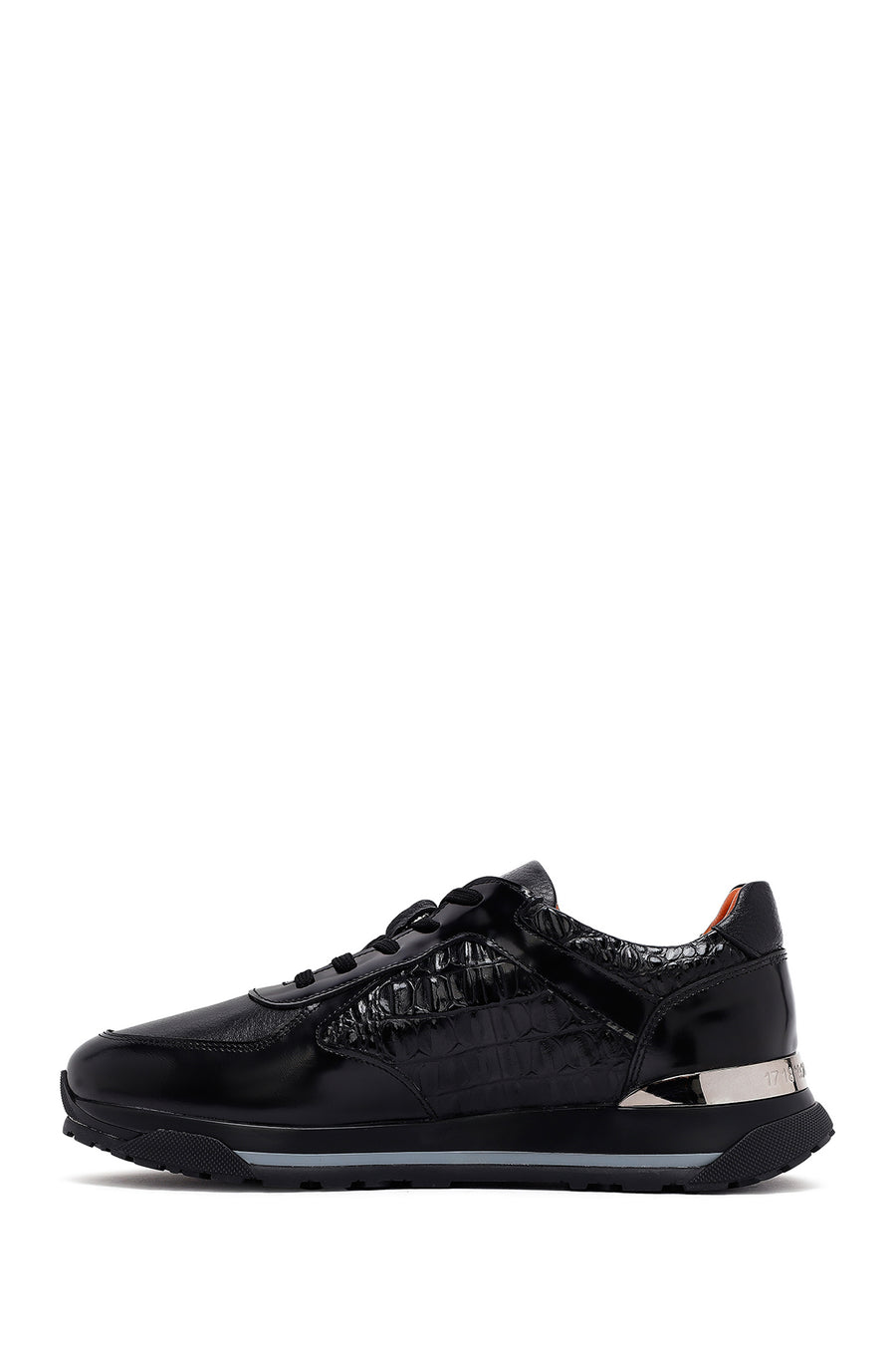 
Men's Black Lace-Up Thick Sole Leather Sneaker
