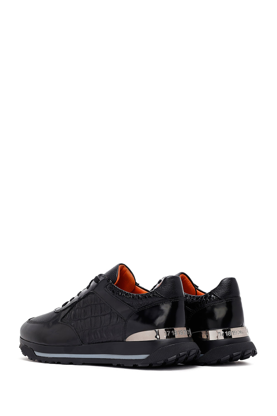 
Men's Black Lace-Up Thick Sole Leather Sneaker
