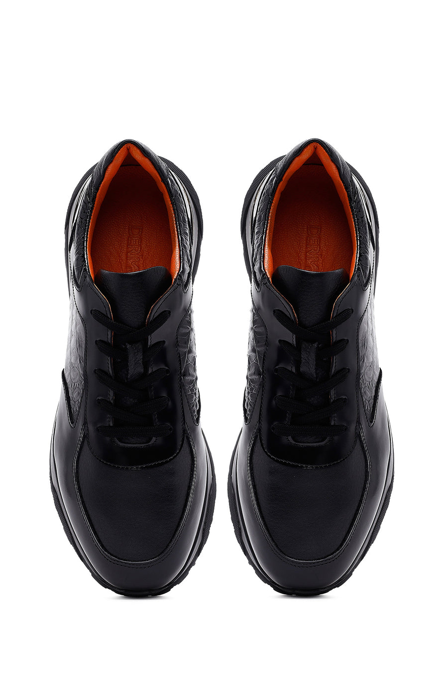 
Men's Black Lace-Up Thick Sole Leather Sneaker
