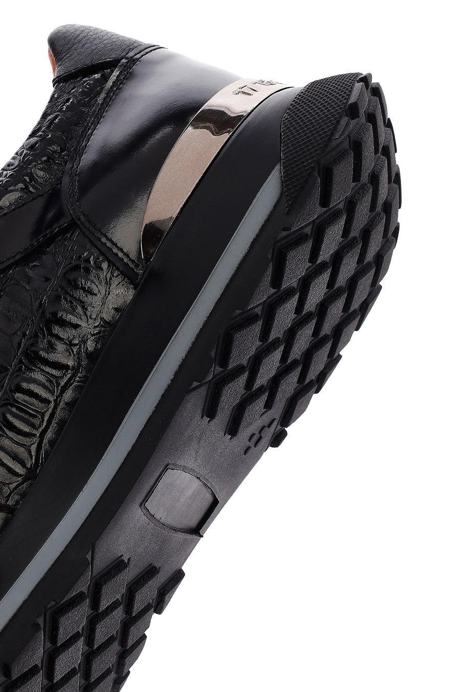 
Men's Black Lace-Up Thick Sole Leather Sneaker
