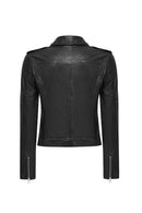 Blondy Women's Black Double Breasted Leather Jacket | Derimod