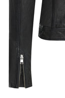 Blondy Women's Black Double Breasted Leather Jacket | Derimod