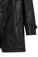 Ederson Men's Black Stand Collar Buttoned Leather Coat | Derimod