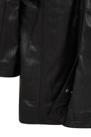 Ederson Men's Black Stand Collar Buttoned Leather Coat | Derimod
